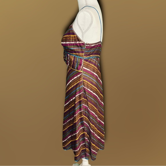 Vintage Y2K Catherine Malandrino Cotton Spaghetti Strap Striped Multicolor Dress - Picture 16 of 16